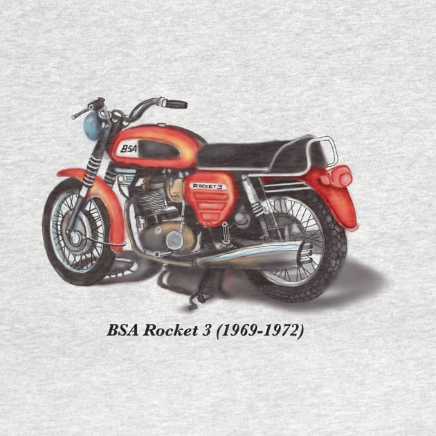 Drawing of Retro Classic Motorcycle BSA Rocket 3 by Roza@Artpage